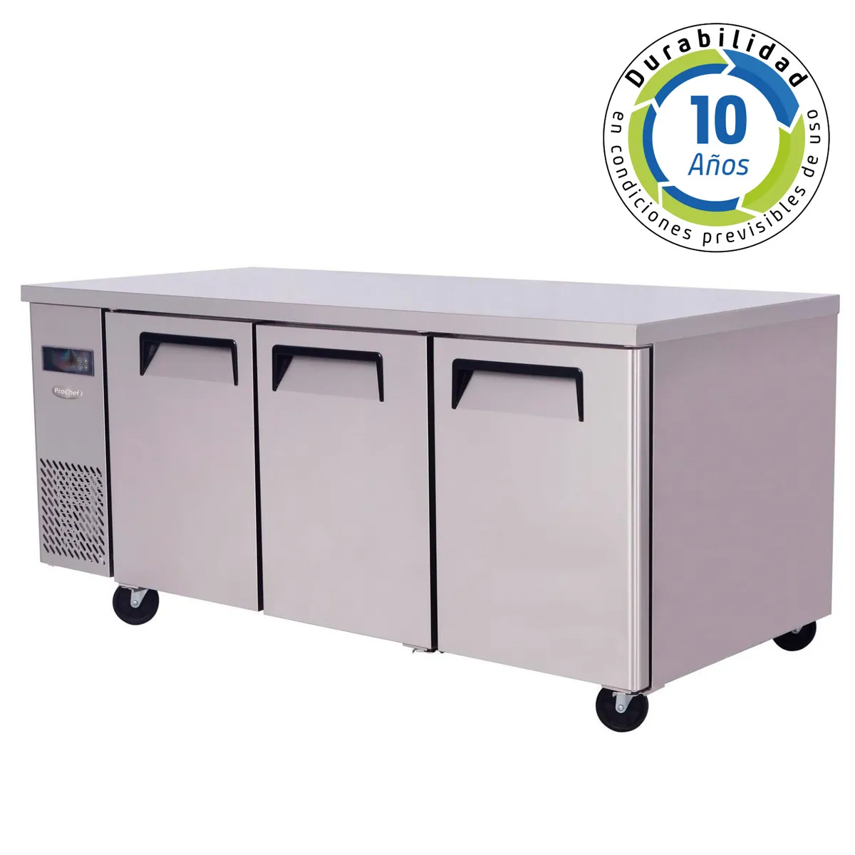 Meson Refrigerado 180 Cm Acero Inox. 3 Puertas 510 Litros, marca PROCHEF - Foto Principal