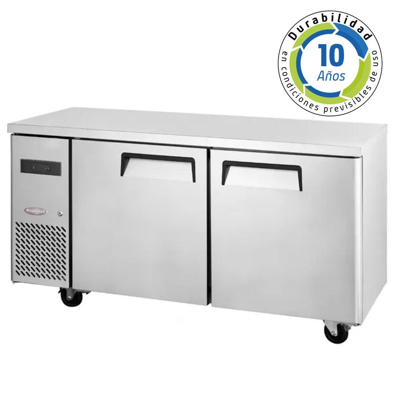 PROCHEF Meson Refrigerado 150 Cm Acero Inox. 2 Puertas 400 Litros