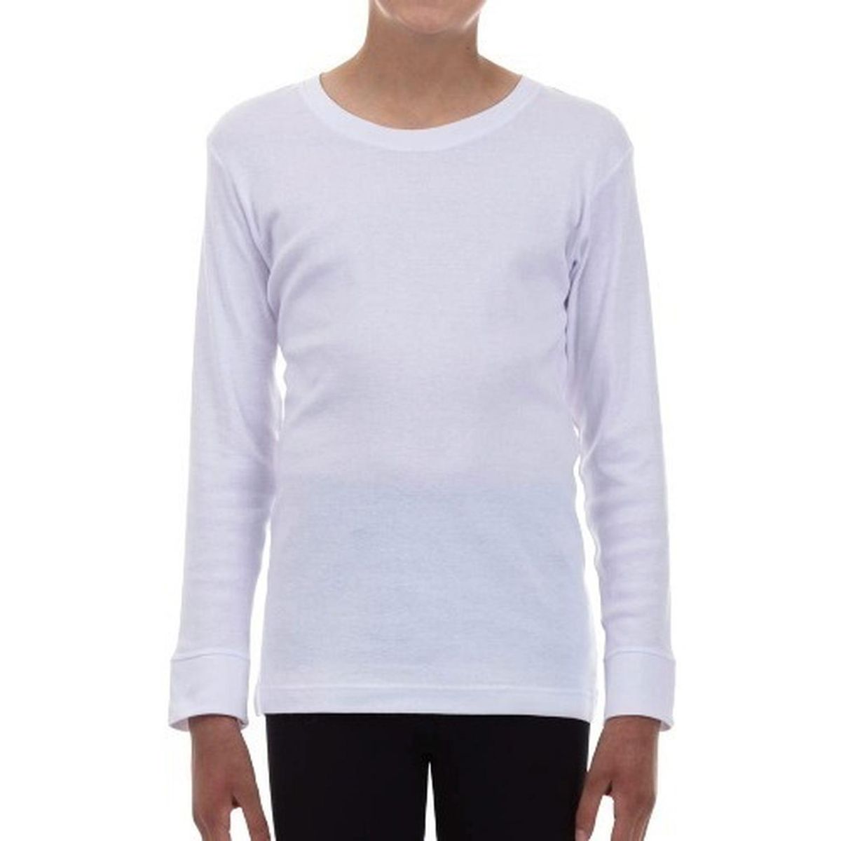 LADY GENNY - Camiseta Cotton Rib Manga Larga Niño - Blanco