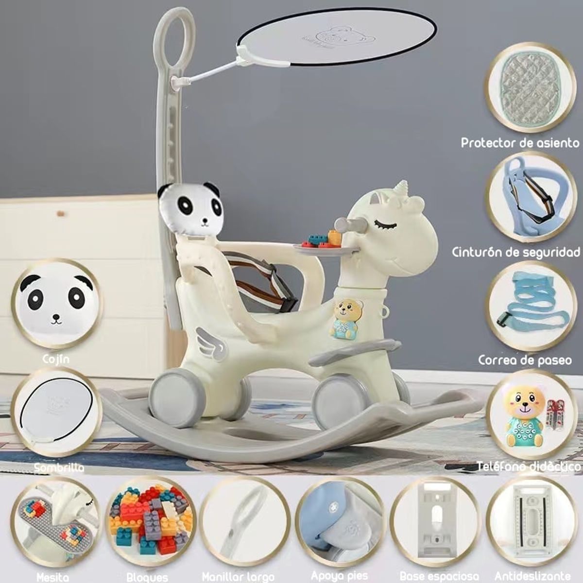 LUBABYCAS - Correpasillo Andador Balance 3 En 1 Con Accesorios Blanco