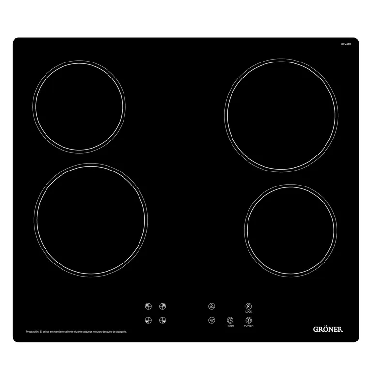 GRONER Encimera Vitrocerámica Gröner Touch Black 4Q