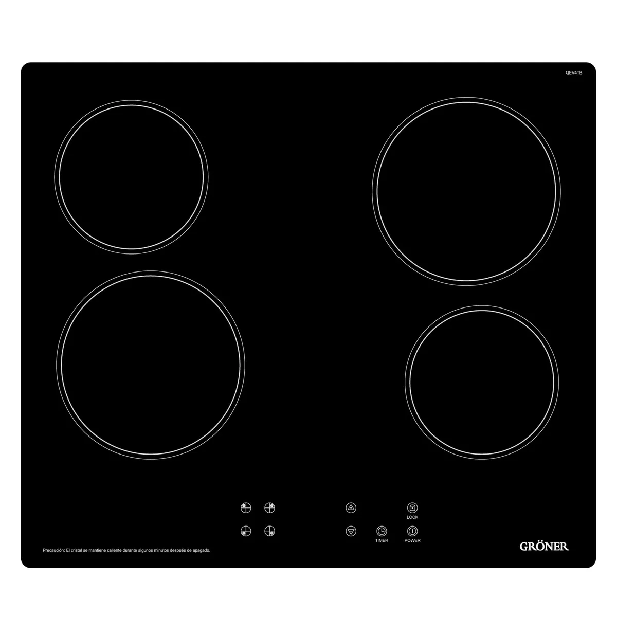 GRONER - Encimera Vitrocerámica Gröner Touch Black 4Q