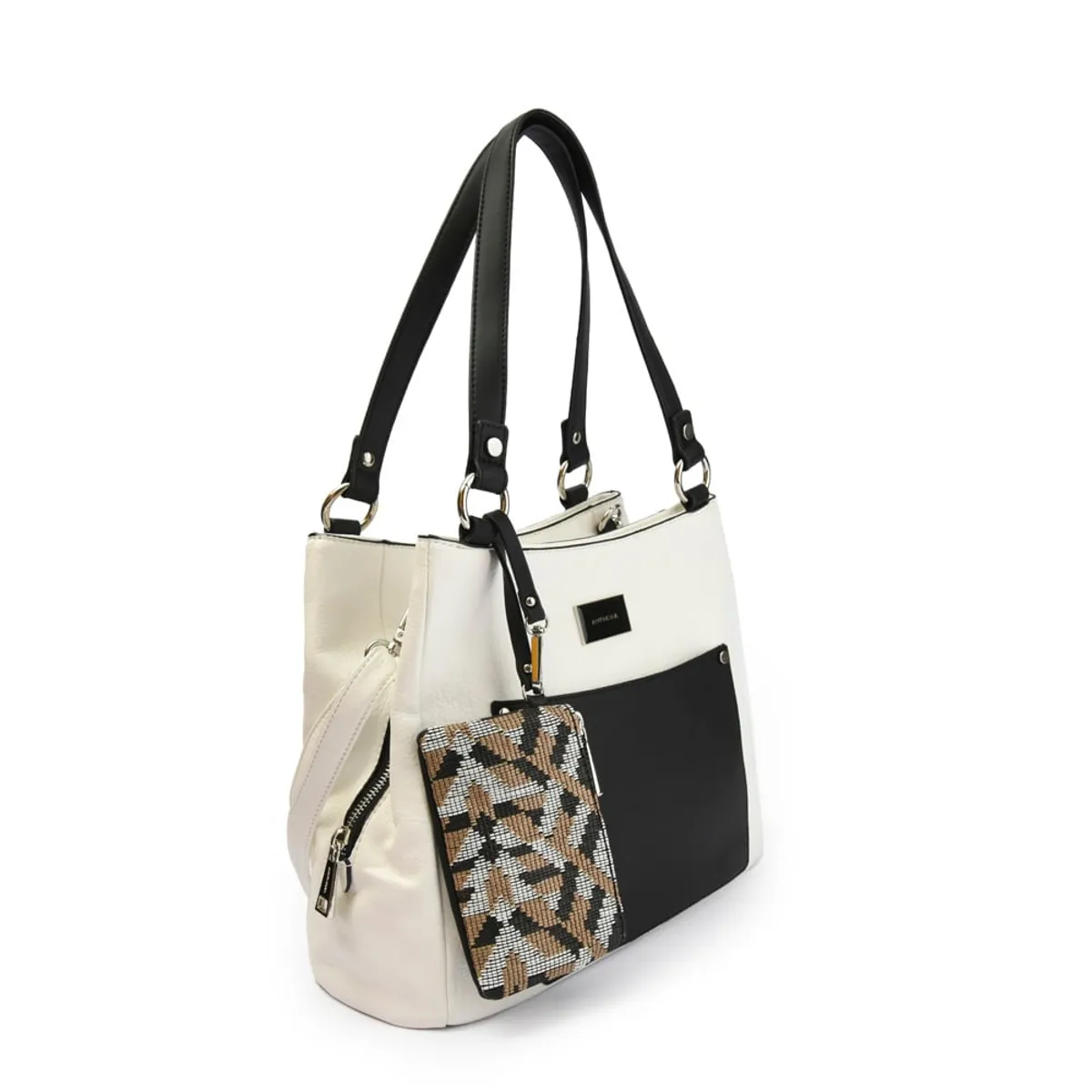 AMPHORA - Cartera tote tres divisiones nimri mediana blanco