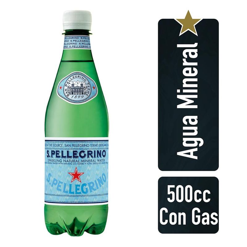 SAN PELLEGRINO - Agua San Pellegrino Con Gas Botella PET 500 Ml SAN PELLEGRINO
