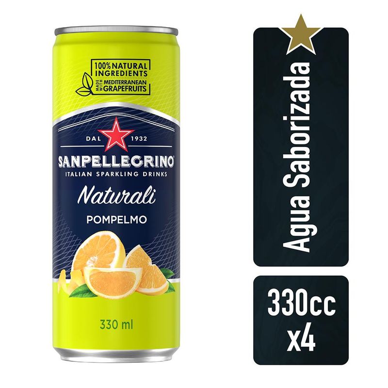 SAN PELLEGRINO - Agua Saboriz. San Pellegrino Pompelmo Naturalli Latax4 330cc SAN PELLEGRINO