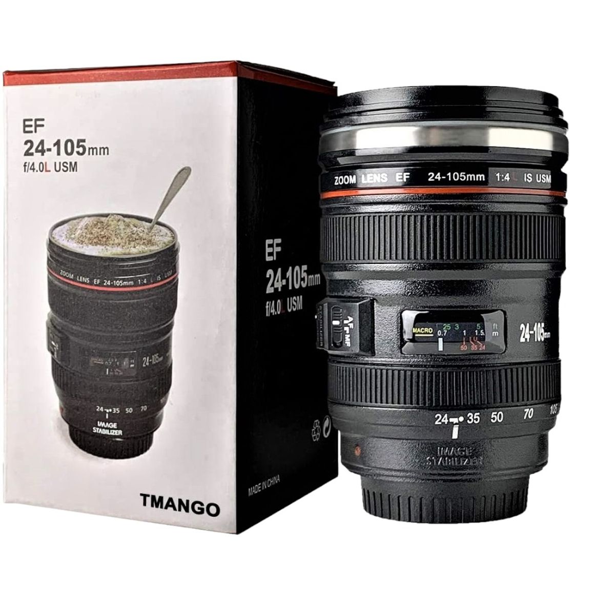 GENERICO - TAZON TERMICO LENTE CAMARA MUG CON TAPA TRANSPARENTE AA36