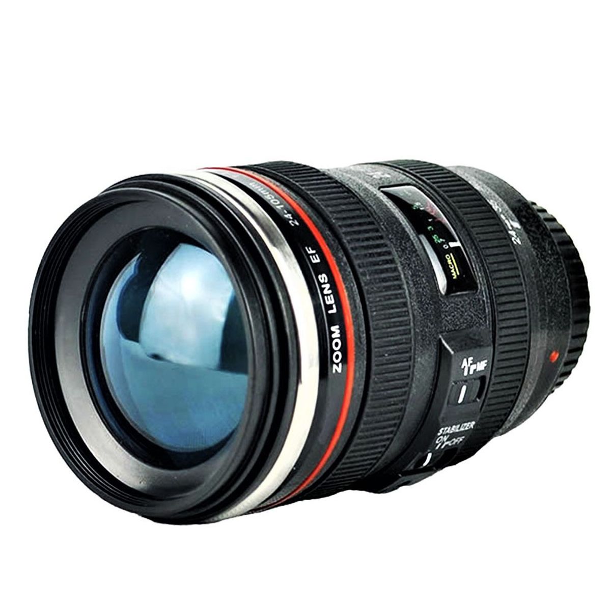 GENERICO - TAZON TERMICO LENTE CAMARA MUG CON TAPA TRANSPARENTE AA36