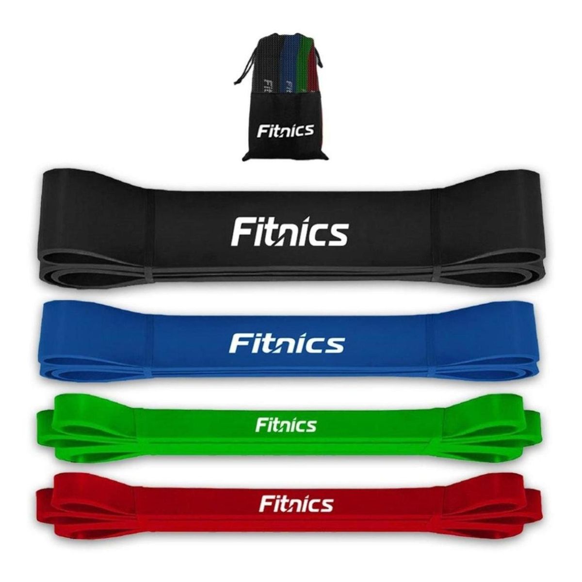 FITNICS - Bandas Elasticas Power Bands Latex Resistencia Fitnics Set 4