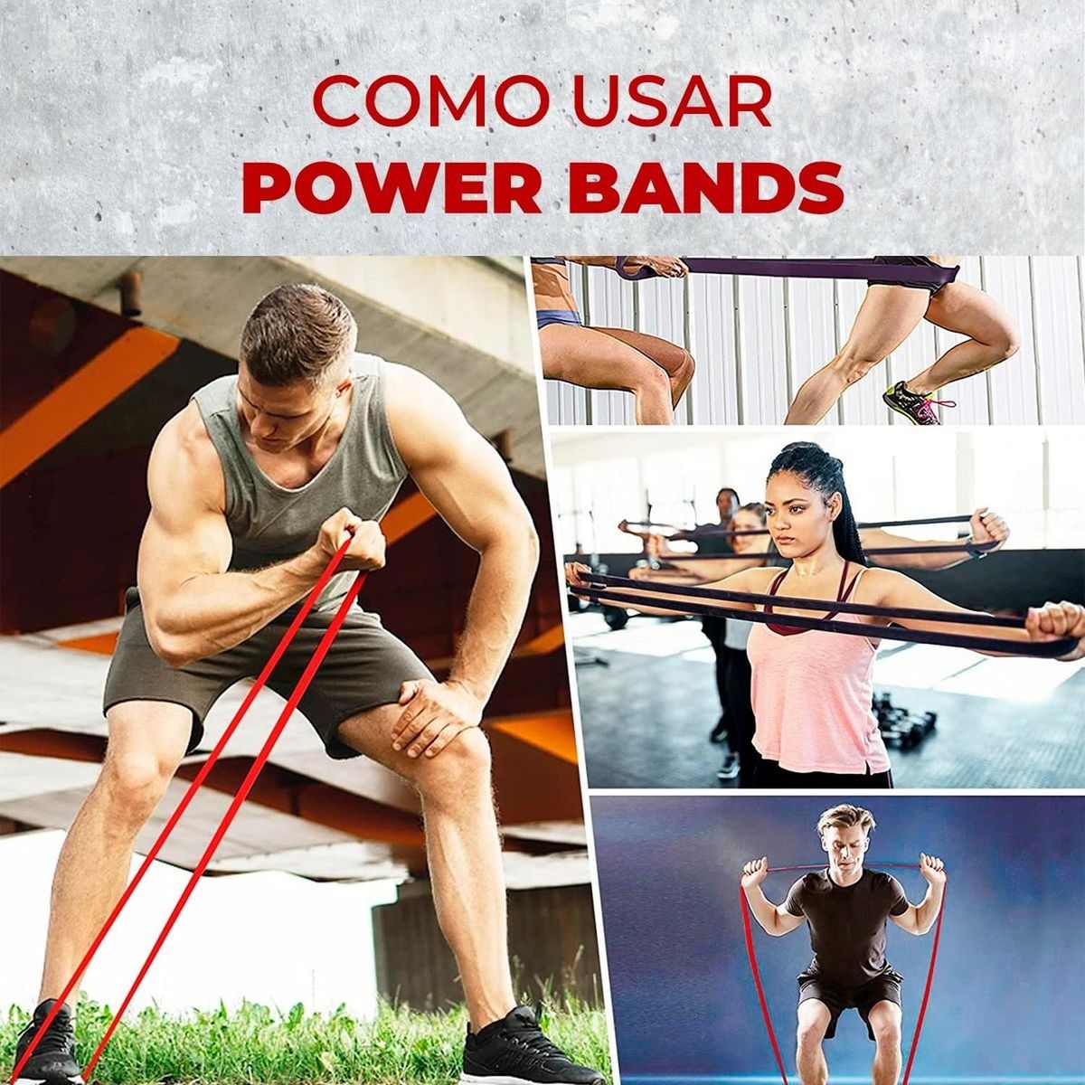 FITNICS - Bandas Elasticas Power Bands Latex Resistencia Fitnics Set 4