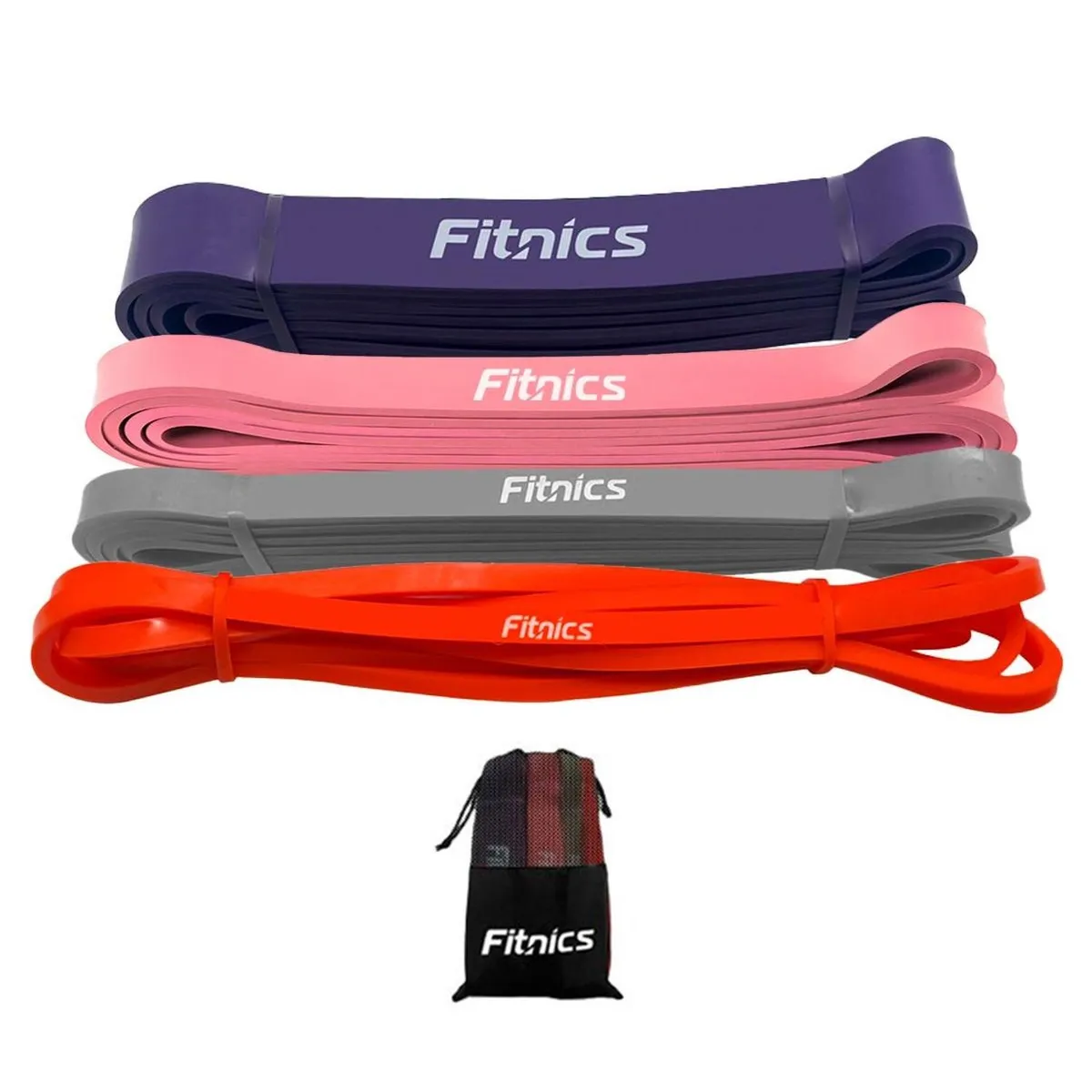 FITNICS - Bandas Elasticas Power Bands Resistencia Fitnics Set 4 Latex
