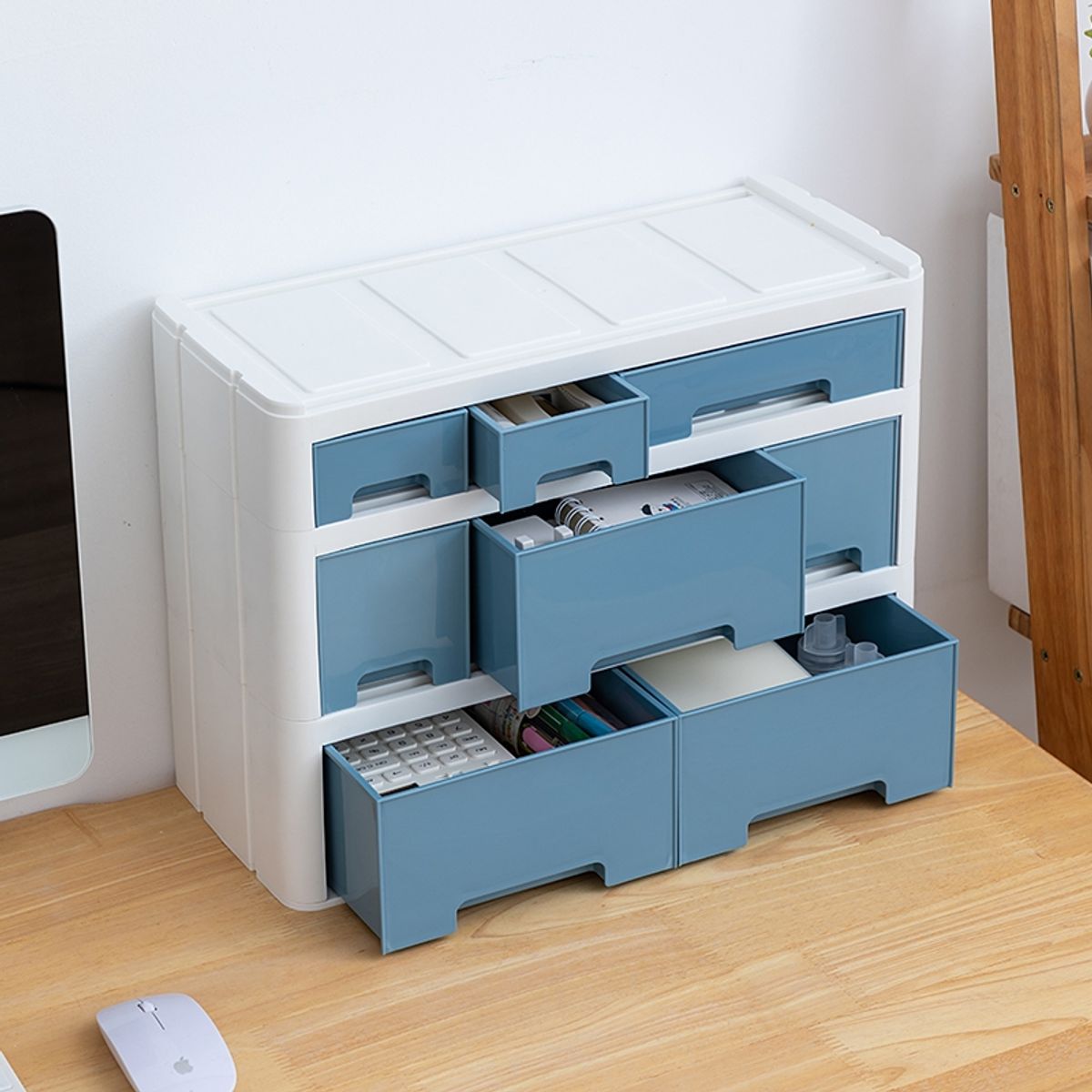 GENERICO - Cajón Organizador De Escritorio Modular Celeste 2055