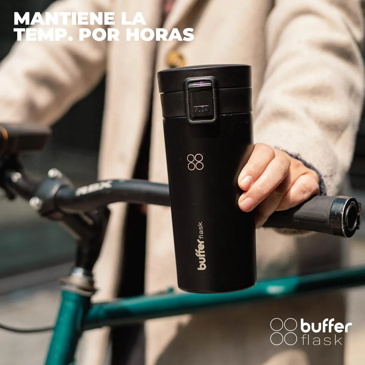 BUFFER FLASK - Termo Cafe Mug Buffer Termico 380ml 13oz Sellabl - Negro