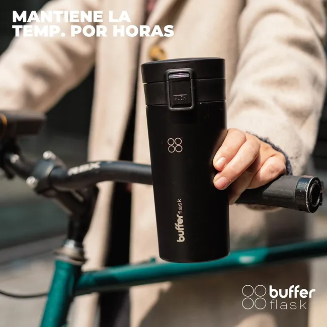BUFFER FLASK - Termo Cafe Mug Buffer Termico 380ml 13oz Sellabl - Negro