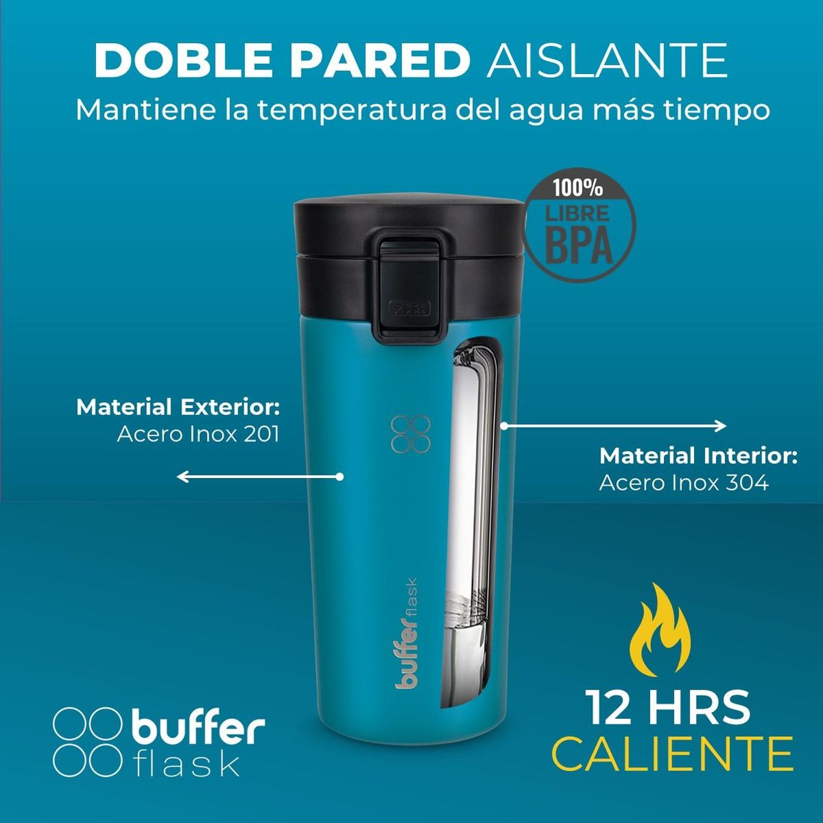 BUFFER FLASK - Termo Para Cafe Mug Buffer Vaso Termico 380ml 13oz Sellable