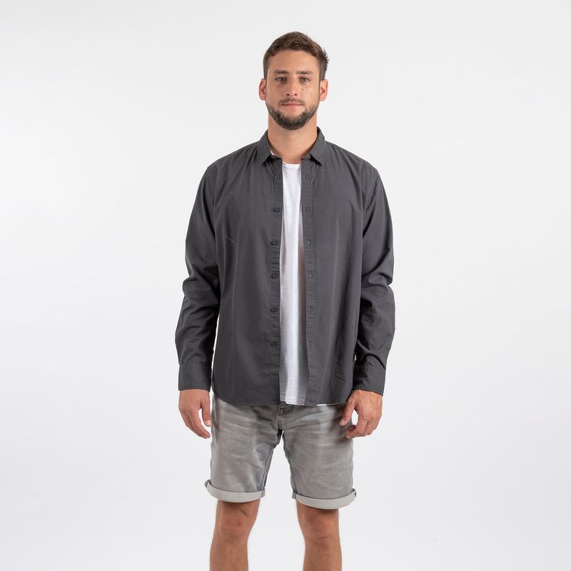 BUBBA - Cotton Shirt Dust Smoke Black Bubba