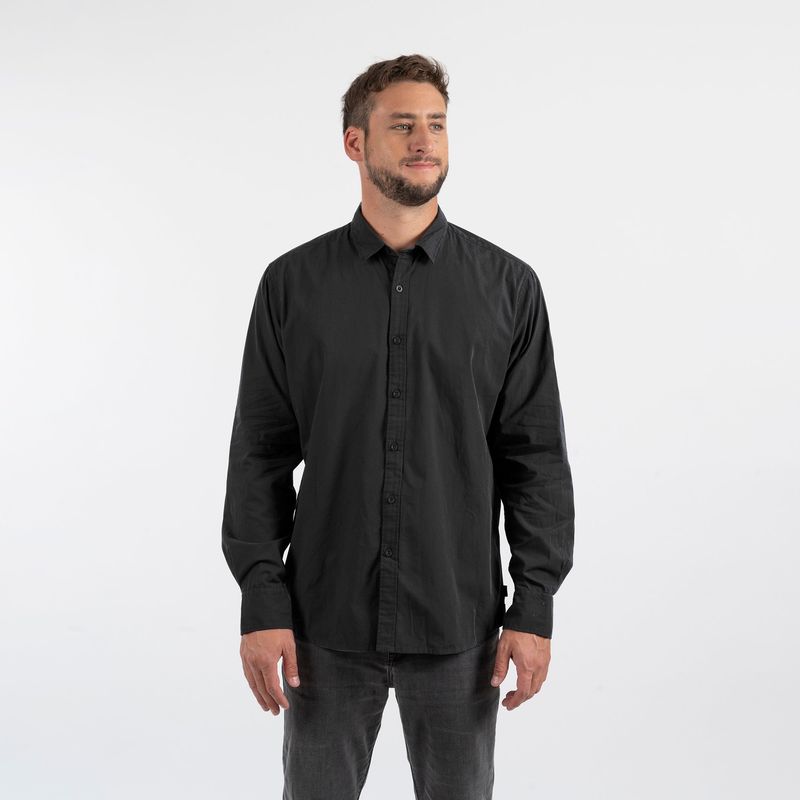 BUBBA - Cotton Shirt Black Black Bubba
