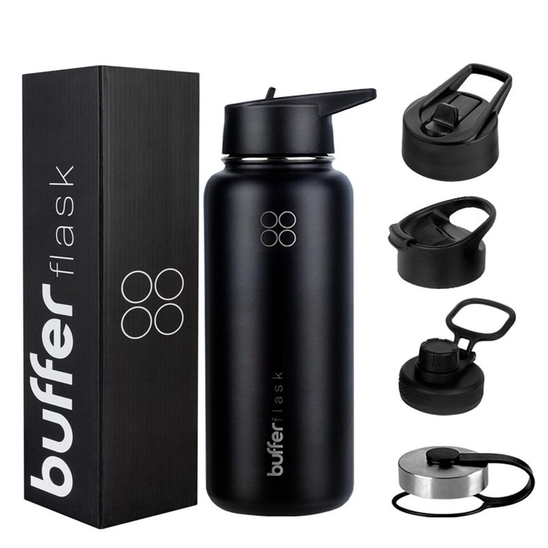 BUFFER FLASK - Termo Botella Agua Termica Acero Inoxidable+Tapas - Ocre