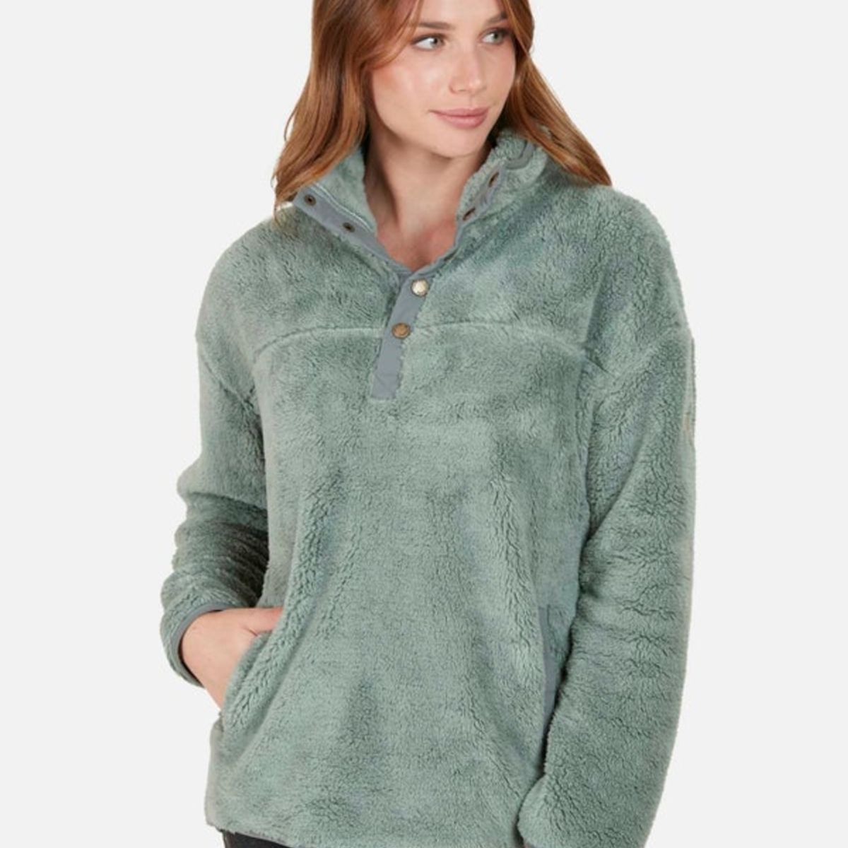 RIP CURL - Poleron SKY GRAY SNAP Mujer Turquesa Rip Curl