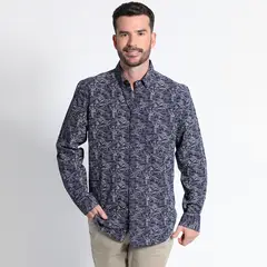 KOTTING - Camisa Oxford Estampada Manga Larga Slim Fit