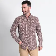 KOTTING - Camisa Oxford Estampada Manga Larga Slim Fit
