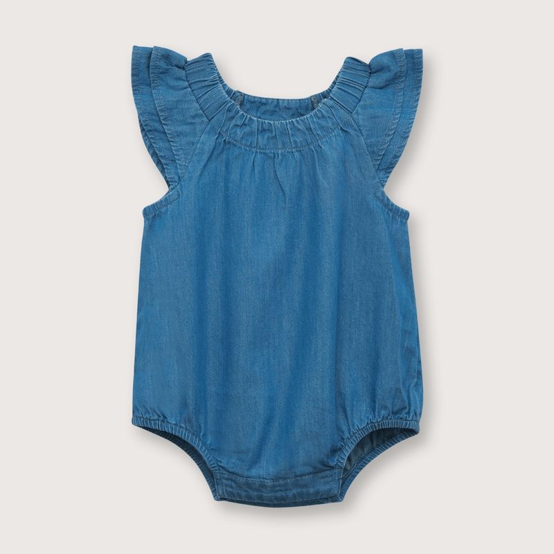 OPALINE - Bombacho de niña manga doble vuelo Denim (recién nacido a 9 meses)