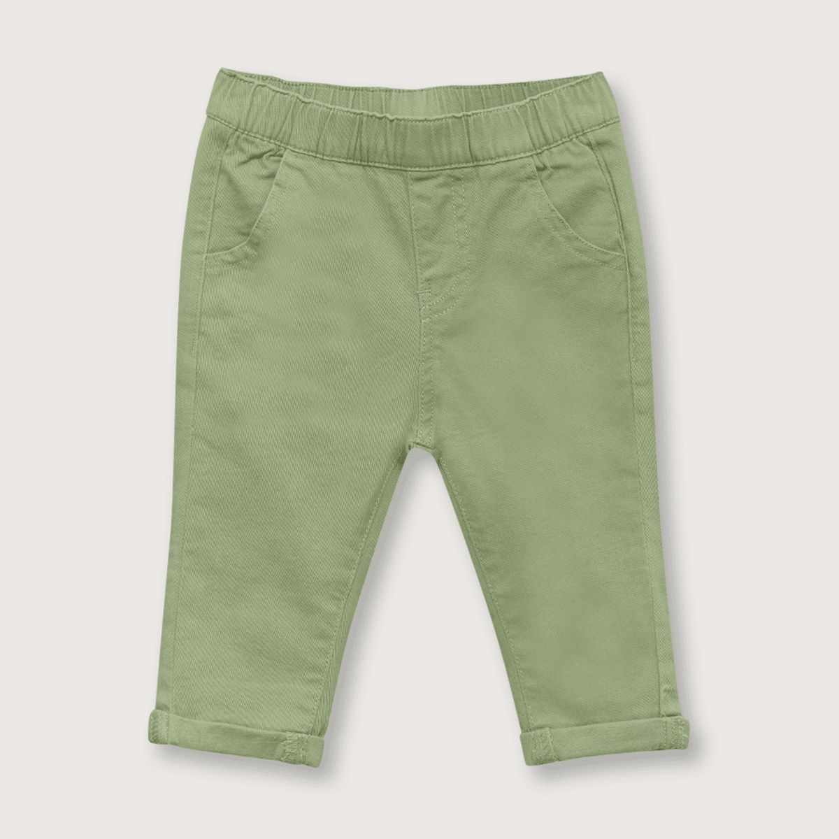 OPALINE - Pantalón de niño cintura elástica oliva (recién nacido a 9 meses)