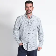 KOTTING - Camisa Oxford Estampada Manga Larga Slim Fit