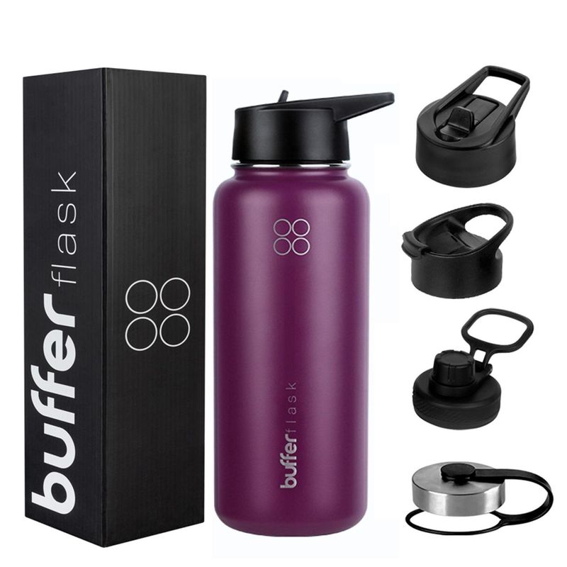 BUFFER FLASK - Termo Botella Agua Termica Acero Inoxidable+Tapas - Lila