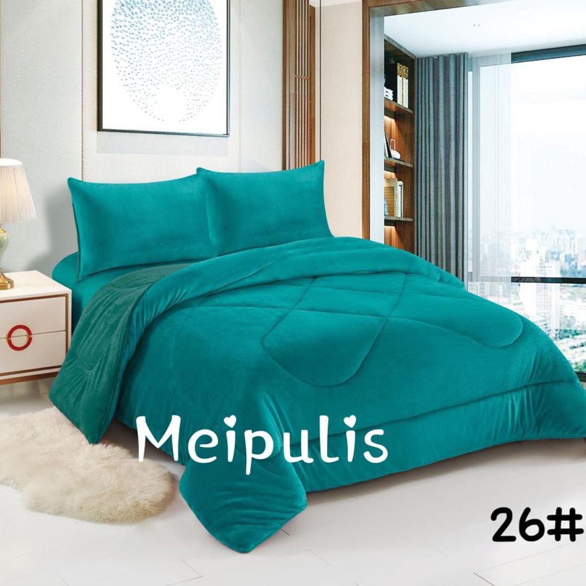 GENERICO - Cobertor de invierno Plush con chiporro 2 Plazas - Turquesa