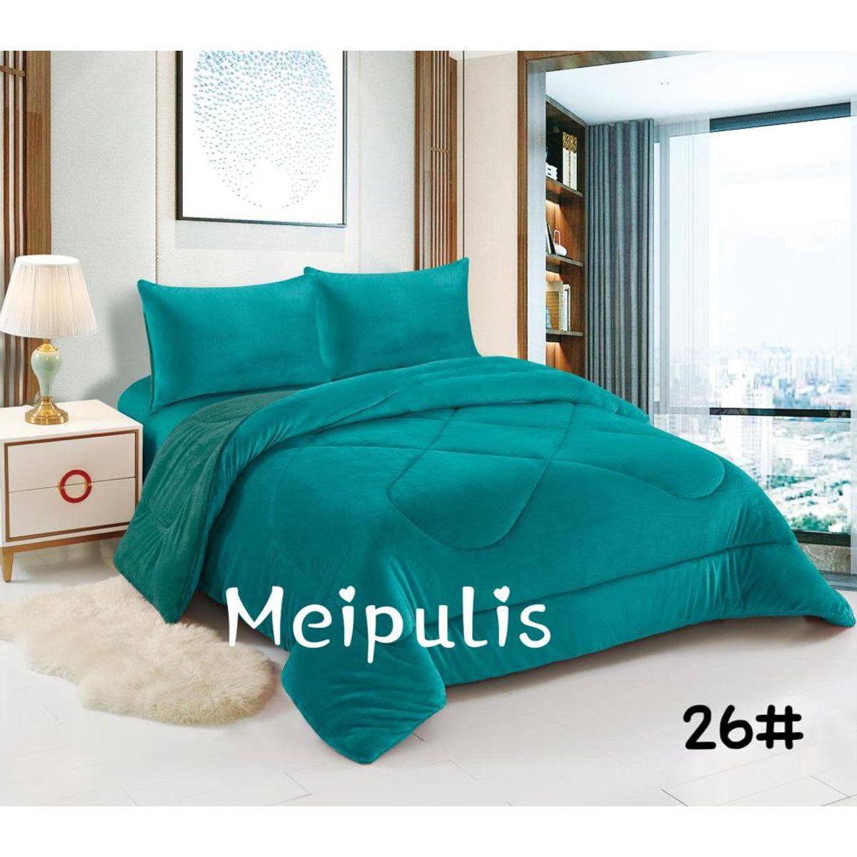 GENERICO - Cobertor de invierno Plush con chiporro 2 Plazas - Turquesa