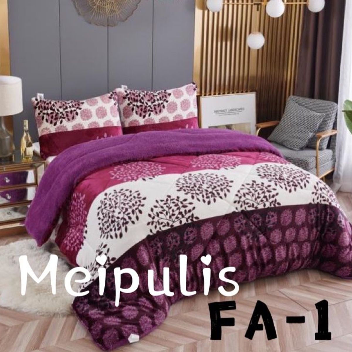 GENERICO - Cobertor de invierno Plush con chiporro 2 Plazas - Violeta Floreado