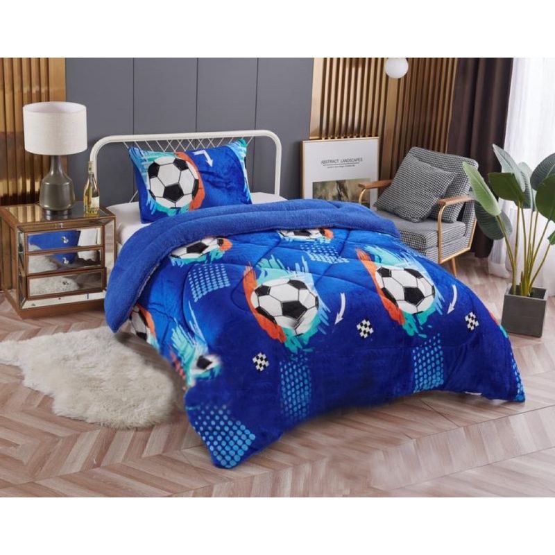 ANGELES DEL HOGAR - Cobertor de invierno pluhs con chiporros Plaza y media Pelota azul