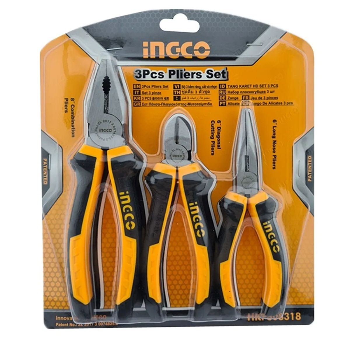 INGCO - Set De Alicates Universal Combinados 3 Pieza