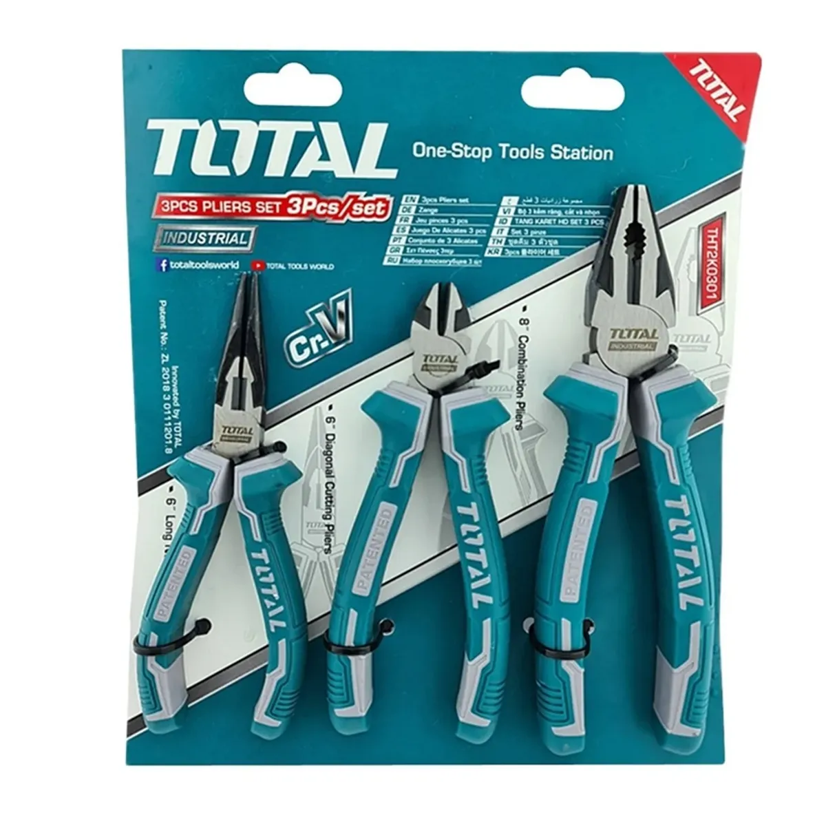 TOTAL TOOLS - Kit Set Juego De Alicates 3 Piezas