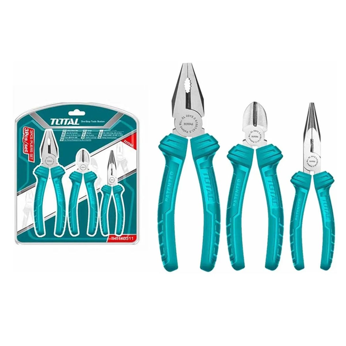 TOTAL TOOLS - Set De Alicates Universal Combinados 3 Pieza