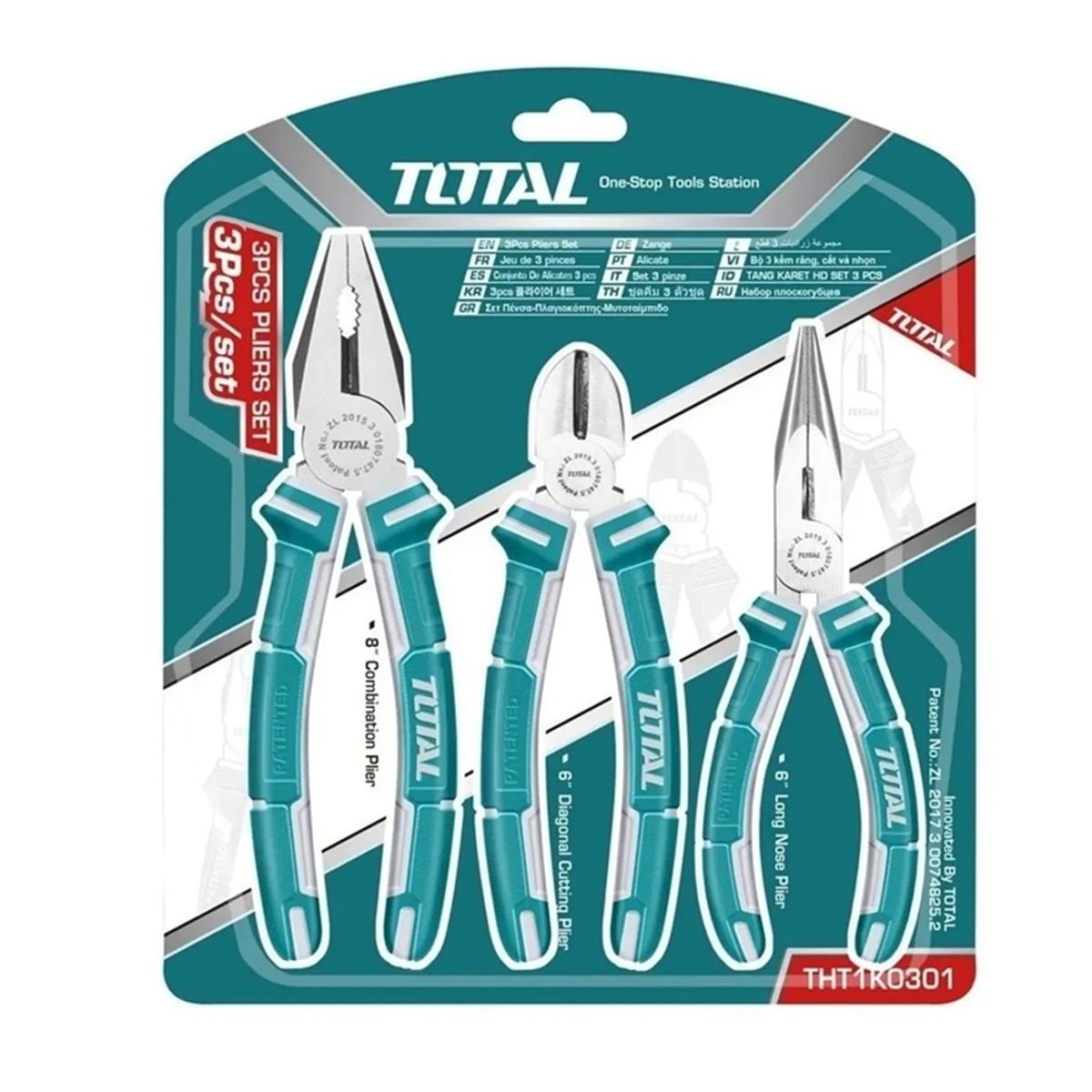 TOTAL TOOLS - Set De Alicates Universal Combinados 3 Piezas
