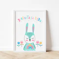 DECORACION PAJARITO - Cuadro conejo infantil frase positiva