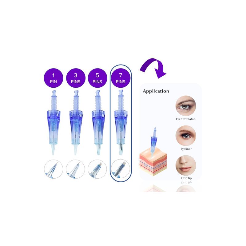 GENERICO - Cartucho Dermapen 7 Pines para Micro Pigmentación Pack 10