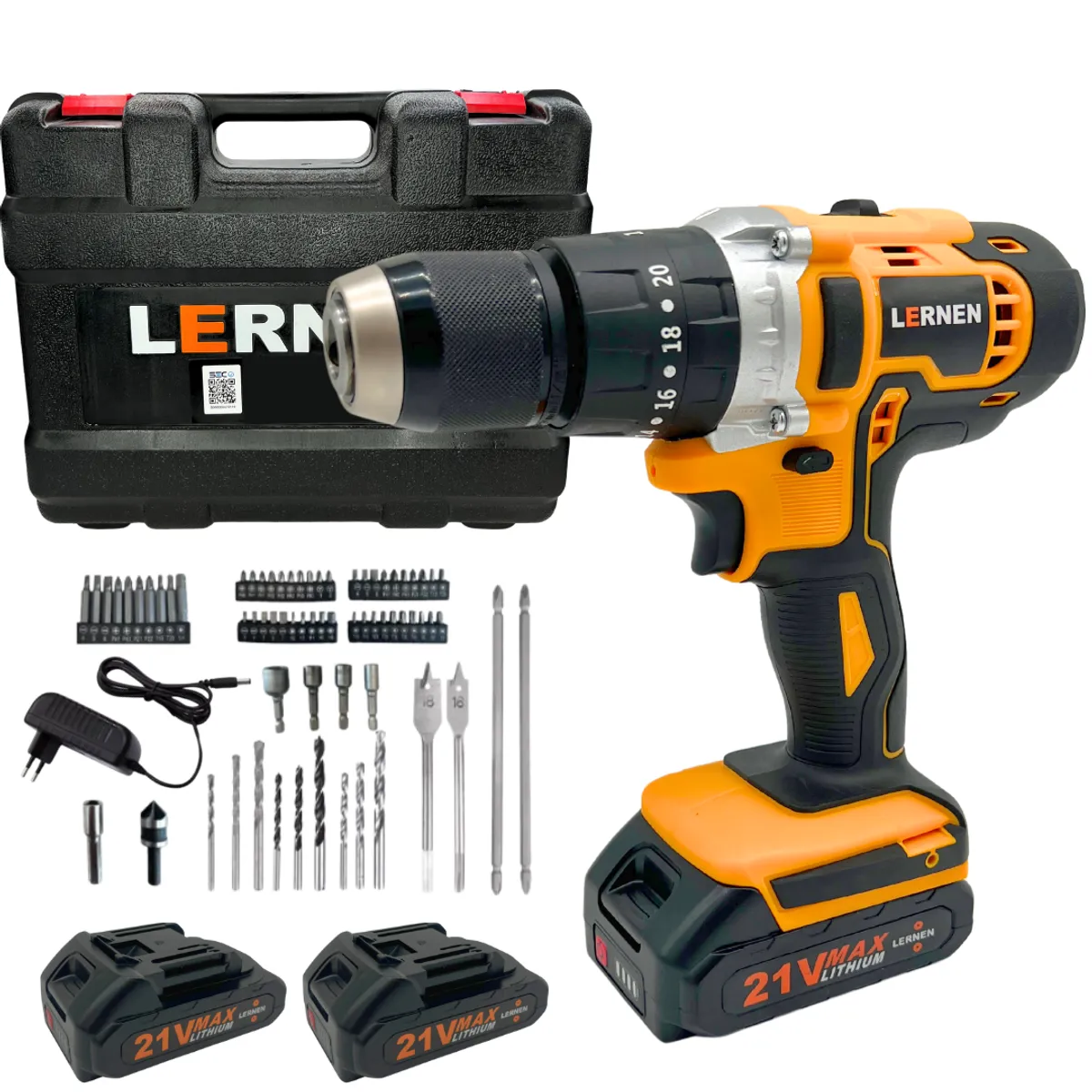 LERNEN - Taladro Inalámbrico Percutor Pro + 2 Baterías 13 Mm