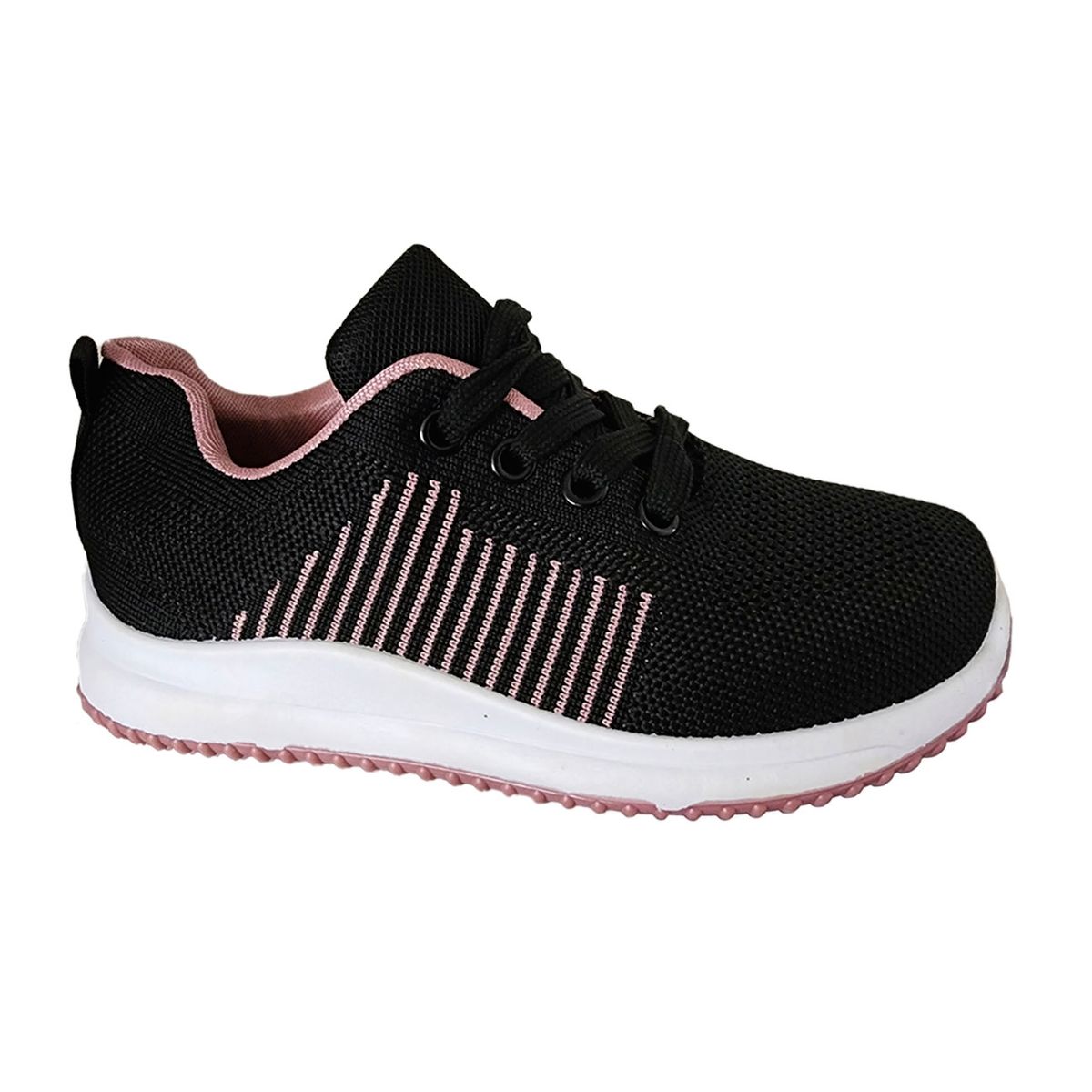 GENERICO - Zapatillas Deportivas Niña Con Cordon Negro Rosa 7026