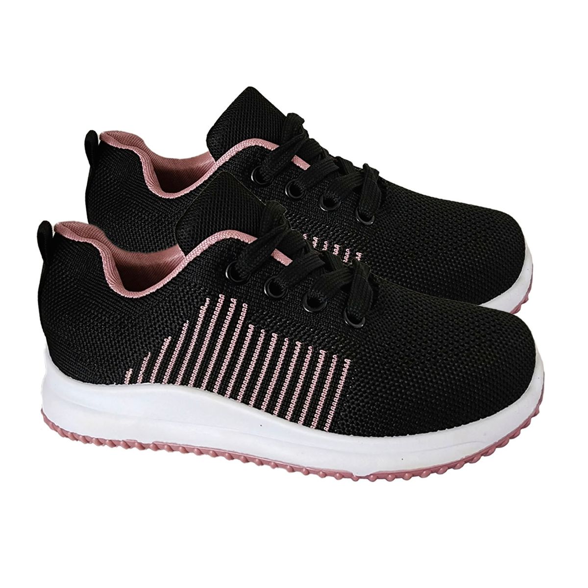 GENERICO - Zapatillas Deportivas Niña Con Cordon Negro Rosa 7026
