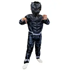 TODODISFRACESCHILE - Disfraz Black Panther Pantera Negra Musculos Talla 7--8 años