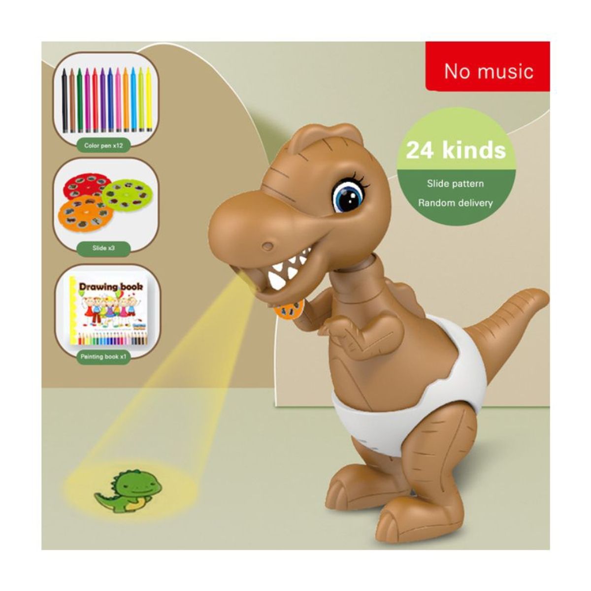 GENERICO - Juguete De Pintura De Proyección Dinosaurio Cafe