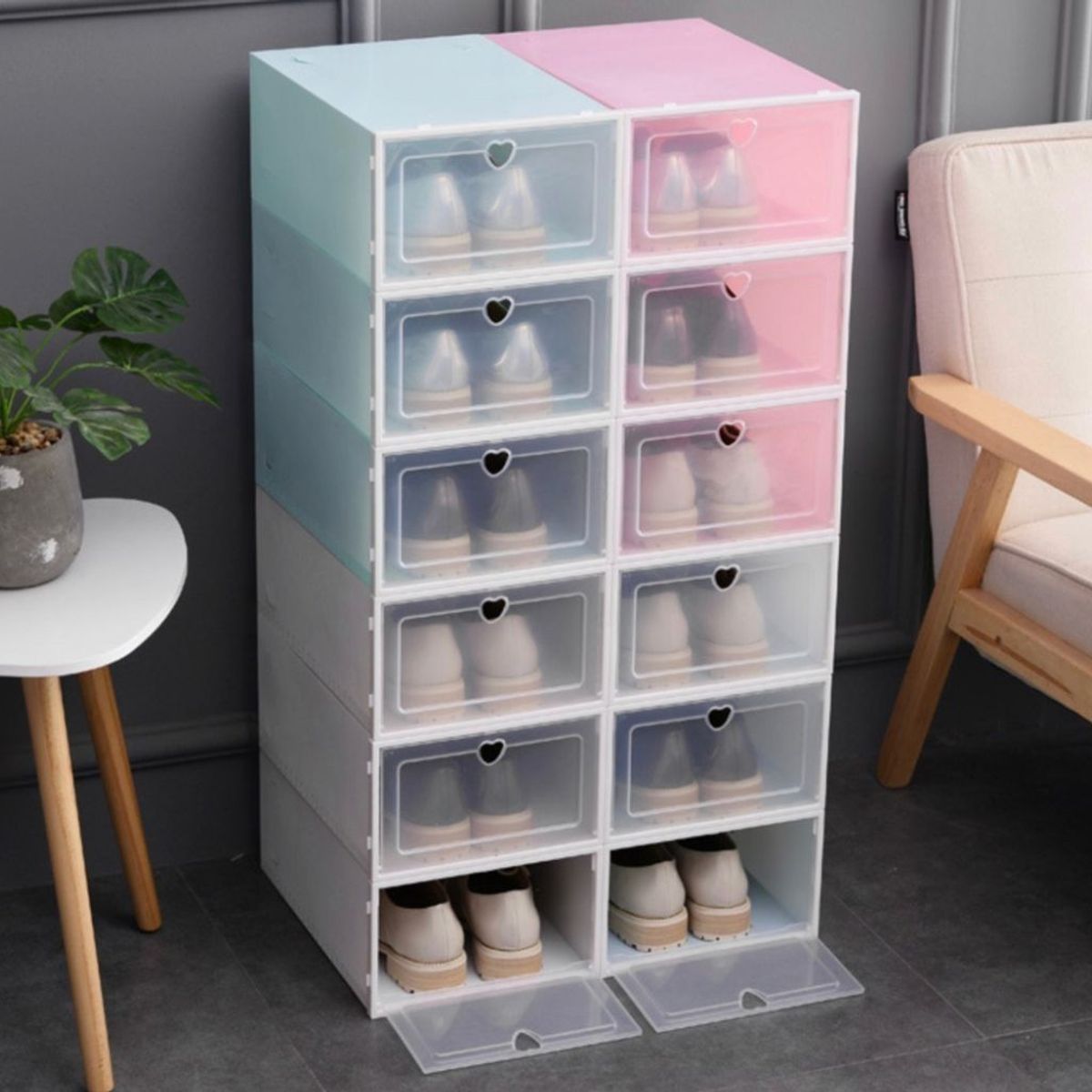 GENERICO - Cajones Organizadores De Zapatos  Pack Con 12 Unidades