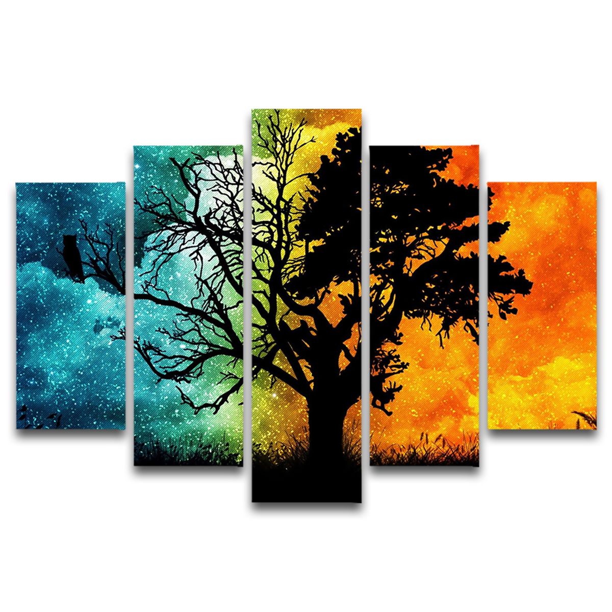 GENERICO - Cuadro 5 Piezas 110x80 Cm Árbol De La Vida – Nelestore