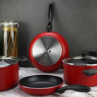 Batería de cocina de aluminio roja Máxima 6 Piezas