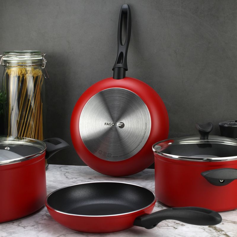 Fagor - Batería de cocina de aluminio roja Máxima 6 Piezas