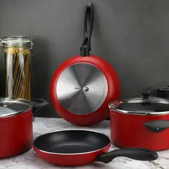 Fagor - Batería de cocina de aluminio roja Máxima 6 Piezas