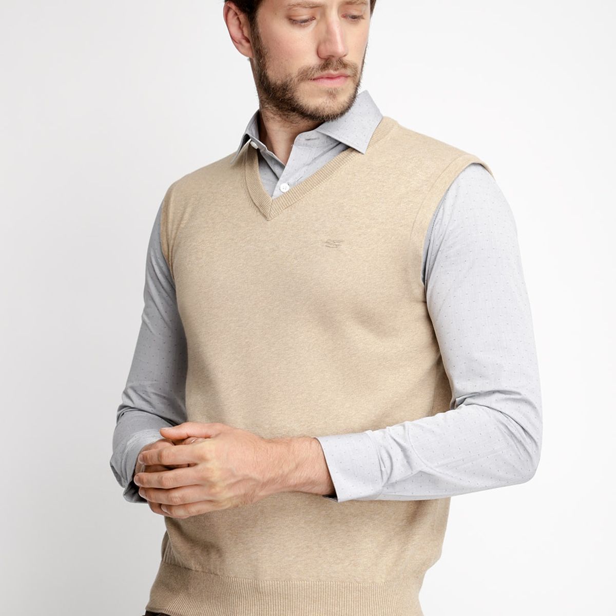 FEROUCH - Sweater Sin Mangas Smart Casual Beige Ferouch._