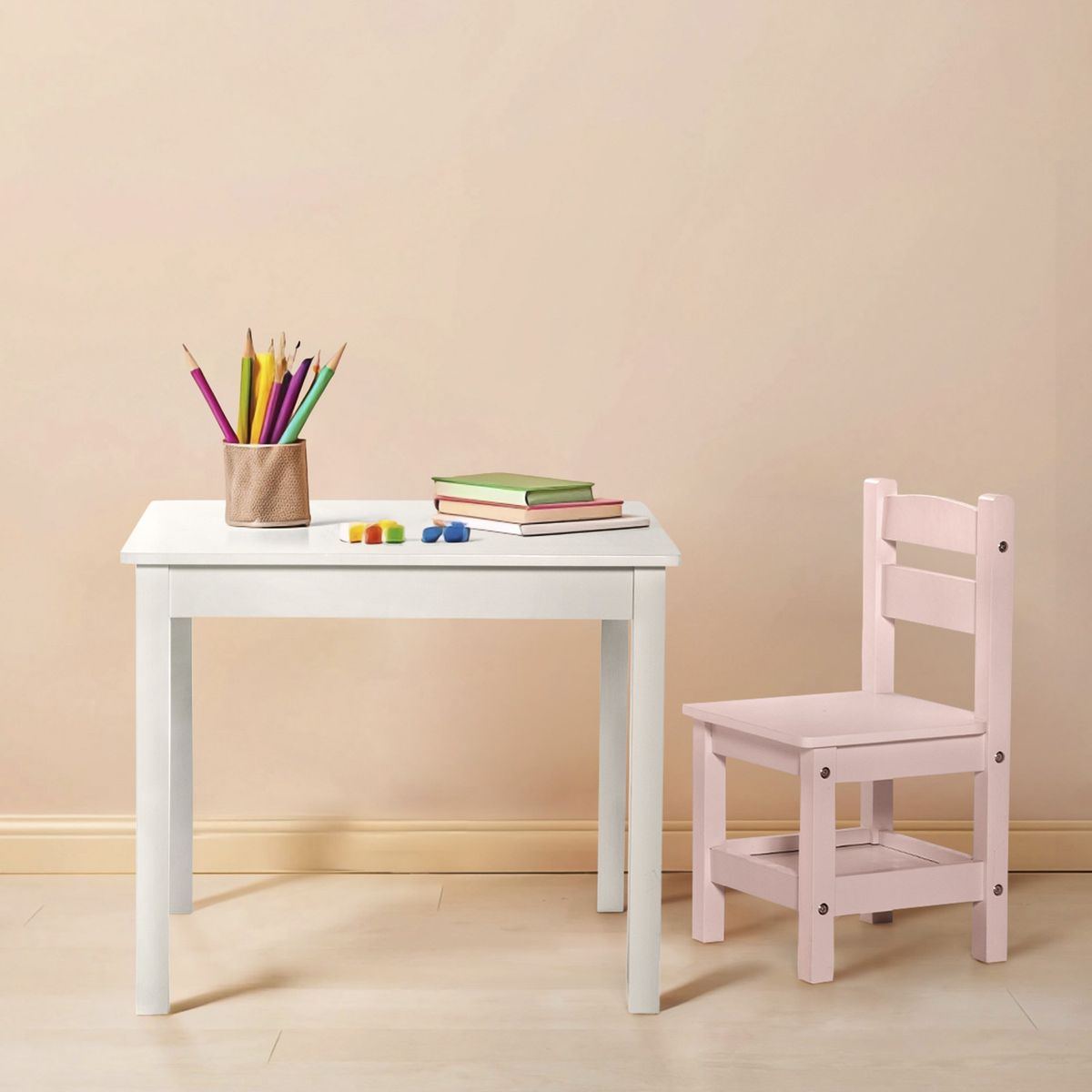 FORM DESIGN - Pack Kids 1 Mesa 2 sillas Olivia Blanco/Rosado Form